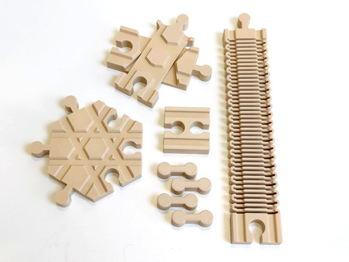 8pc wooden train - train, track